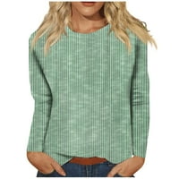 Mlqidk majice s dugim rukavima za žene Lagani pulover casual labave etničke tiskane majice na vrhu mint zelene xxxxxl