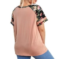 Ženska beba ružičasta cvjetna okrugla vrat Casual majica kratkih rukava plus veličine
