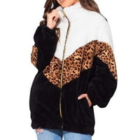 Jakna Ženska jakna sa patentnim zatvaračem za djevojke Ženska zimska ležerna boja Blok plišane duksere