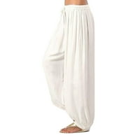 Huaai Women plus veličina visoke struk široke noge hlače od pune boje casual labave hlače yoga hlače