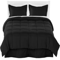Bare Home Komfornik mikrovlakana, set listova i suknji za krevet Crna bijela crna crna komada Twin