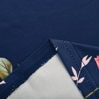 Lopecy-Sta bluze za žene Dressy Ležerne prilike za čišćenje prodaje Predstojeći modni ženski kauzalni okrugli vrat cvjetni ispis bluza kratkih rukava majica ljetnih vrhova tamnoplava