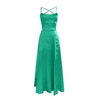 CACOMMARK PI Ljetna haljina za žene plus veličine Ženski temperament, elegantan pleteni dijeljenje, moći, ovratnik za jednu riječ, tanka cijev, midi suknja bez rukava zelena