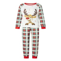 Jaweiwi Porodica koja odgovara božićnim pidžamim set, rumper letelica Print majica s dugim rukavima i plaćene hlače odijelo za spavanje