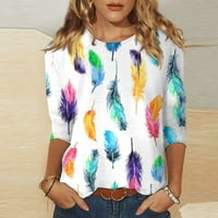 Ispis bluza za ženske ležerne vrhove Spring rukav ljetni trendi okrugli izrez labav pulover udobne meke
