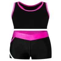 Dador Kids Girls Sportski odijelo Racer natrag bez rukava usjev s kratkim kupaćim kosiju vruće ružičaste