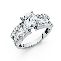 Jewels 14k bijelo zlato okruglo kubične cirkonije CZ zaručničke prstene veličine 10.5