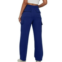 Lolmot ženske teretne pantalone casual elastični visoki struk višestruki džepovi hlače labave lagane
