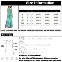 Ljetne haljine za žene rugajući vrat dužine gležnja Bohemian Maxi tiskana haljina bez rukava plava 4xl