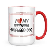 Neonblond I Love Moj Bucovina ovčarski pas iz rumunjske šalice poklon za ljubitelje čaja za kavu
