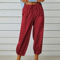 Žene plus veličina casual pantalone Ljeto Jesen Trendy Comfy Hlače Solidne boje labave gumene bagejske