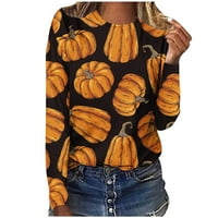 Plus size Ljetni vrhovi modni ženski Halloween tiskani okrugli vrat pulover dugih rukava povremeni na klirensu