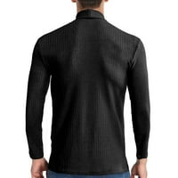 Muška duks za čišćenje Muškarci Solid rebrasti pleteni pulover Turtleneck džemper Base Majica Crna