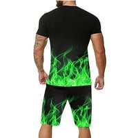 Cleance pod $ cherella muški modni casual odijelo 3D digitalni tisak majica i kratkih hlača zelena,