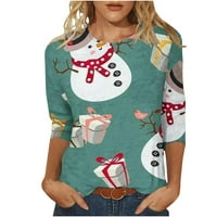 Viadha bluze za žene modni modni božićni tiskani majica rukava rukava bluza okrugli vrat casual vrhovi