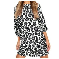 Ženska modna leoparda Ispis Labavi mini haljina haljina haljina trendi ugrađene plus veličine pada haljine