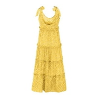 Duge haljine za žene za žene Žene bez rukava V izrez Split večernja duga haljina, žuta m