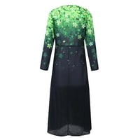 Haljine za žene V-izrez Ležerne prilike tiskane na večernjim haljinama u sredini dugih rukava Green
