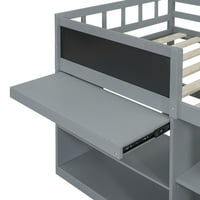 Twin Size Low potkrovlje kreveta, utovarivača sa dva odvojena površina sa ladicama i nasteljini, drveni