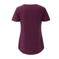 Majice za žene Casual Tops Solid Color V izrez kratki rukav gumb za bluzu majica