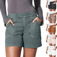 Žene Y2K High Squik Targo Jean Shorts Solid Colorstry Ravne traper kratke hlače sa džepovima Ljetne