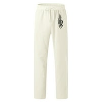 Teretne pantalone Muške modne ležerne ispisane posteljine džepove čipke hlače Velike veličine hlače