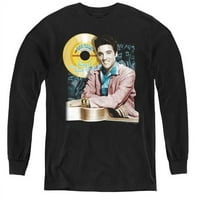 Trevco Elvis Presley & Gold Record Mladi majica s dugim rukavima, crna - mala