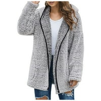 Ženski zimski kaputi kaputi za žene Jesen zimske guste plišane džepne jakne dugih rukava Top Fragarn