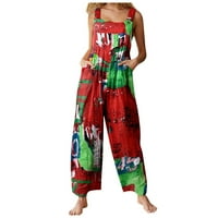Jumpsuits za ženske Ležerne prilike ženske modne etničke stile Patchwork vintage tiskani tipke Suspeder kombinezon crveni s