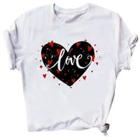 Rollbacks Ženske košulje za Valentinovo ženska zgodna bluza Valentine Love Graphic Print Tops Ljubitelji pokloni Duks kratki rukav Majica Black M