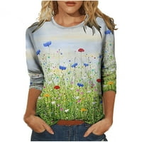 Odeerbi ženske vrhove majice Bluzes Dressy casual majice s dugim rukavima Pulover donji cvjetni ispis