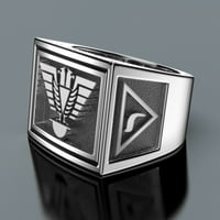 Sterling Silver Freemason Scottish Rite prsten bend, veličina do 13