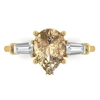 2. CT sjajan krug Clear Simulirani dijamant 18k žuti zlato Trobotan prsten s 6