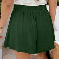 Zhizaihu široke nožne pantalone za žene modne casual elastične udobne kratke hlače Summer Solid Color Beach pantalone labave hlače zelena xxl