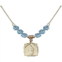 Ogrlica sa pozlaćenom na Hamilton sa plavim matrovskim rodnim mjesecom kamene perle i Gospe od Guadalupe Charm
