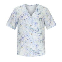 Honeeladyy Fashion Woman kauzalna bluza za ispis kratkih rukava s majicom ljetni gumb vrhovi majica