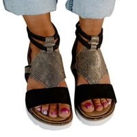 Leesechin ženske sandale posteljina tkani nagib peta rimske cipele spajane sandale
