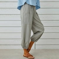 Tawop modne žene ljetne casual labavo pamučne i posteljine džepove čvrste pantalone Hlače Žene povlače