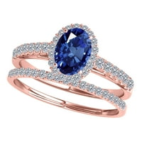 Mauli dragulji za angažovanje prstenova za žene 0. Carat safir i dijamantski mladenki set 4-prong 10k