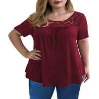 Paille Womens Plus veličine vrhova bluza s kratkim rukavima majice čipka naleted tunika uzročno majica crne boje 5xl