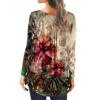 Ženske košulje Jesen modne majice s dugim rukavima Ležerne prilike sakrij trbuh dugih rukava majice slatke cvijeće tunika bluze