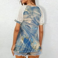 Hanas ženski gornji modni ljetni ljetni čipki dizajn kratkih rukava s kratkim rukavima V izrez majica