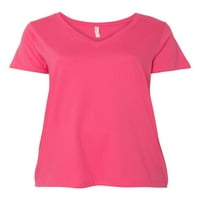 Ženska majica plus veličine V-izrez - lijepa u ružičastoj opasnoj u Camou