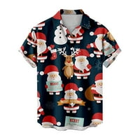 Cuoff Hawaiian Odjeća za odmor Muški božićni stil tiskani kratki rukav labav gumb Ležerne košulje