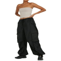 Gupgi ženske baggy teretne hlače Ležerne prilike za crtež se drži sa niskim strukom pantalone sa pravom strukom
