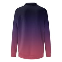 APEPAL ženski kauzalni zip pulover dugih rukava dukseri gradijent gradijent ispisa Activewear trkačka jakna tamno ljubičasta 2xl