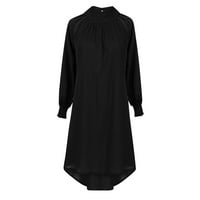 Haljina s dugim rukavima za žene Ležerne haljine za žene dugih rukava modna solidna jesen zimska okrugla