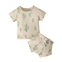 Rovga Djevojke Outfit Sets Toddler Girls Boys Kratki rukav Summer Print Majica Tors Shorts Ležerne prilike