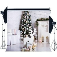 Mohome 7x5ft Fotografija pozadina božićnog drveta vatromet reindeer Sofa pokloni Shabby Brick zidni