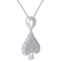 Okrugli oblik bijeli prirodni dijamantski dijamantski pik poker as privjesak ogrlica 10k čvrsto bijelo zlato
